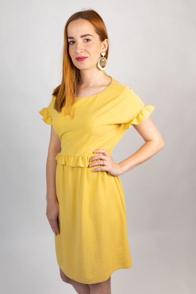 Žlté šaty LARA s volánikom