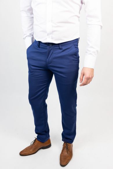 Modré bavlnené pánske nohavice