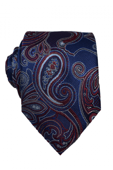 Modrá vzorovaná elegantná kravata