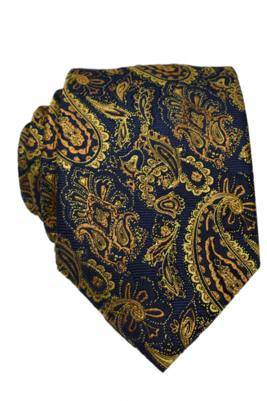 Modro-žltá vzorovaná kravata