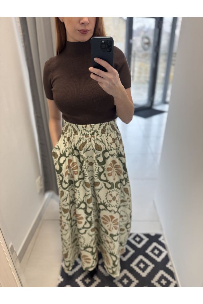 Vzorovaná zelená sukňa