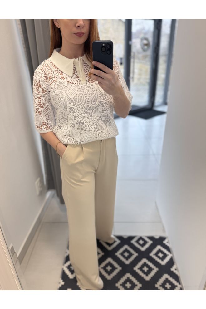 Béžové široké nohavice