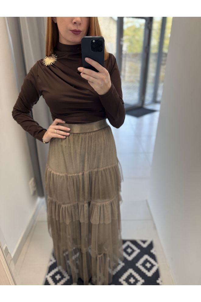Hnedá tylová sukňa Valery